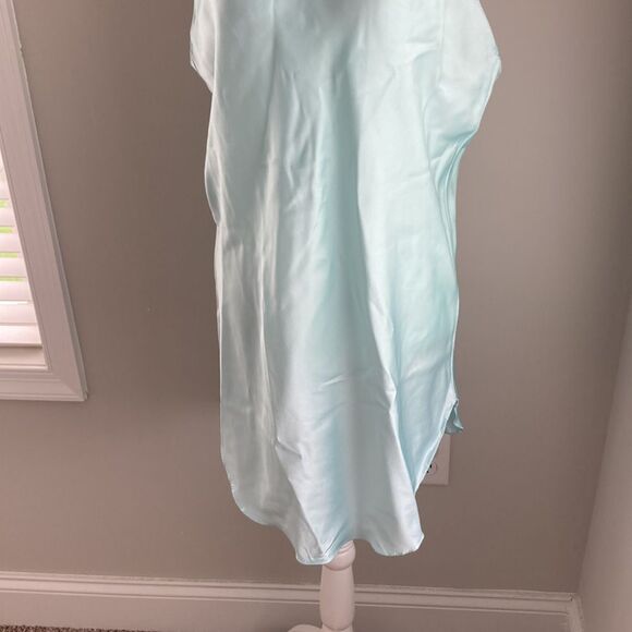 Vintage Belle Fleur Slip Aqua Short Sleeveless Nightie - Picture 3 of 12